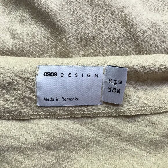 ASOS DESIGN One-Shoulder Lace-Up Light Beige Top Size US 12 - Picture 7 of 11